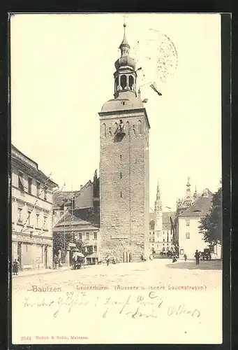 AK Bautzen, Lauenthurm mit äusserer u. innerer Lauenstrasse