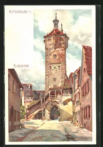 Künstler-AK Karl Mutter: Rothenburg, Turm den Klingenthors
