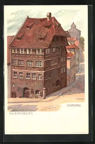 Künstler-AK Karl Mutter: Nürnberg, Strasse am Dürerhaus