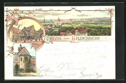 Lithographie Hildesheim, Andreasplatz, Ortsansicht