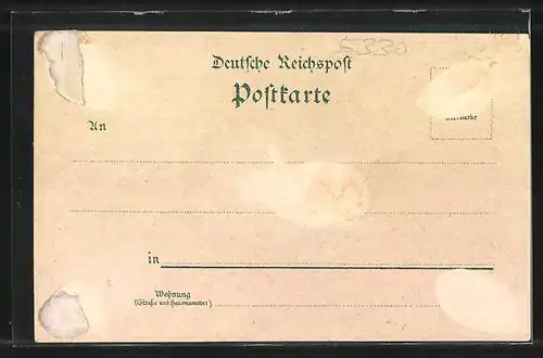 Lithographie Königswinter, Ruine Drachenburg und Petersberg