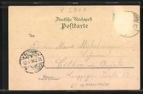 Lithographie Hasserode, Restaurant an der Steinernen Renne, Zwerge und Rehe im Wald