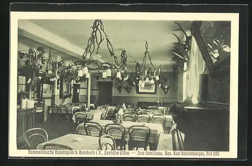AK Auerbach i. V., Innenansicht vom Gasthaus Zum Forsthaus