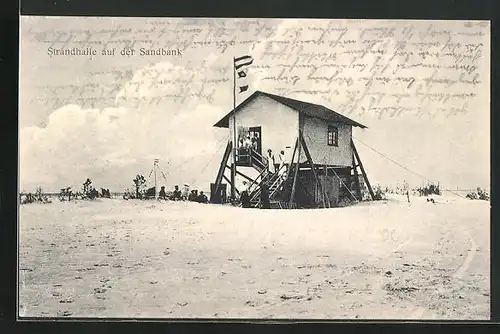 AK St. Peter, Strandhalle auf der Sandbank