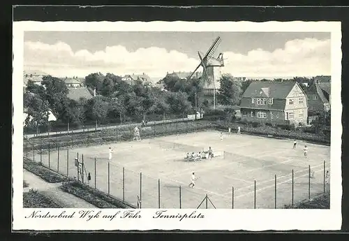 AK Wyk a. Föhr, Tennisplatz aus der Vogelschau