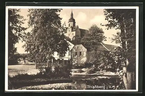 AK Strassberg i. V., Blick auf die Kirche