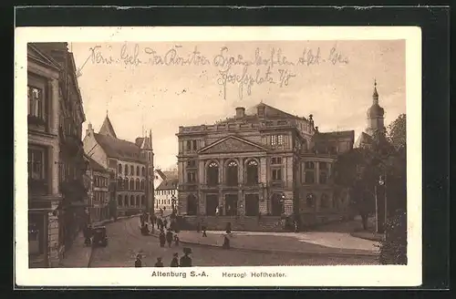 AK Altenburg S. A., Herzogl. Hoftheater in der Abenddämmerung