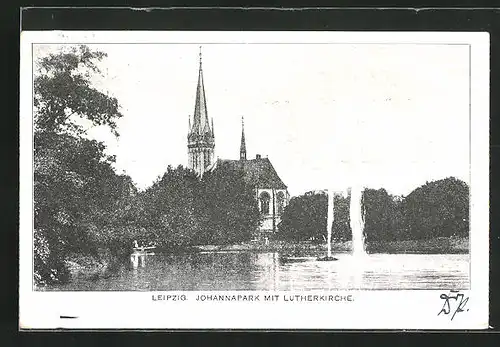 AK Leipzig, Johannapark mit Lutherkirche