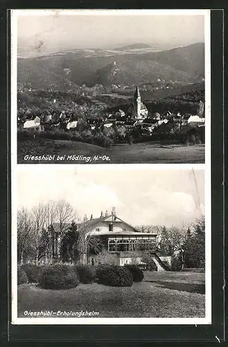 AK Giesshübl bei Mödling, Erholungsheim mit Garten, Gesamtansicht