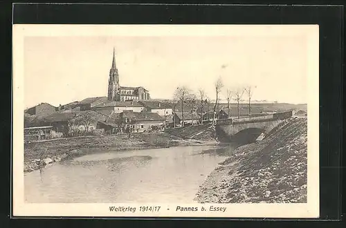 AK Pannes b. Essey, Weltkrieg 1914-17, Teilansicht mit Kirche