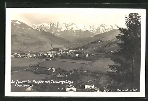 AK St. Johann im Pongau, Teilansicht mit Tennengebirge