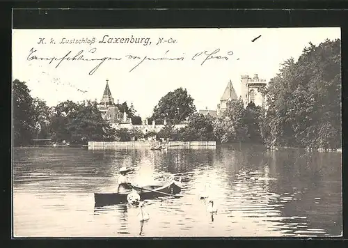 AK Laxenburg, Ruderboot gegen k. k. Lustschloss