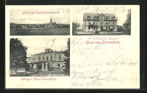 AK Gross-Schweidnitz, Herrschaftlicher Gasthof, Rittergut Klein-Schweidnitz