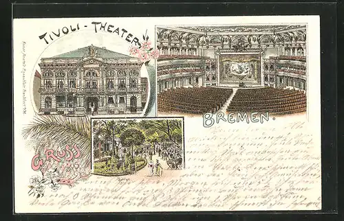 Lithographie Bremen, Saal des Tivoli-Theaters, Garten