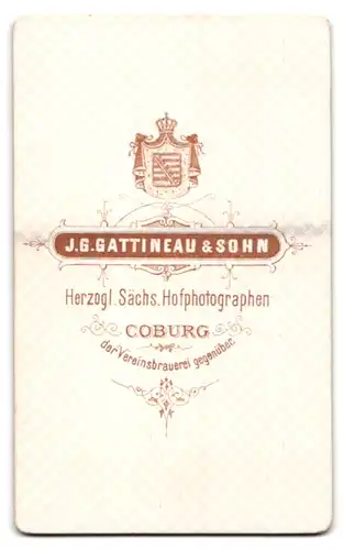 Fotografie J. G. Gattineau & Sohn, Coburg, Portrait junge Frau im Stoffkleid mit toupiertem Zopf