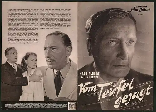 Filmprogramm IFB Nr. 912, Vom Teufel gejagt, Hans Albers, Willy Birgel, Regie: V. Tourjansky