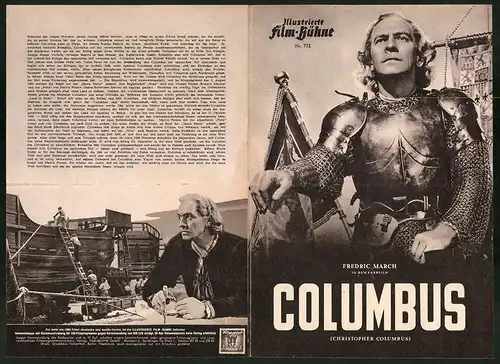 Filmprogramm IFB Nr. 772, Columbus, Fredric March, Florence Eldridge, Regie: David Macdonald