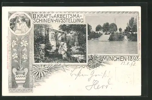 AK Ganzsache Bayern PP15C /013: München, II. Kraft- & Arbeitsmaschinen-Ausstellung 1898