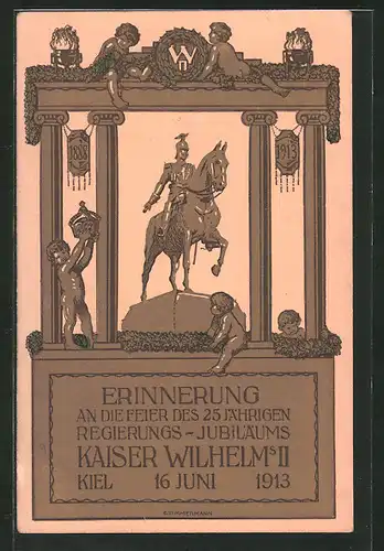 AK Kiel, 25 jähriges Regierungs-Jubiläum von Kaiser Wilhelm II. am 16.6.1913