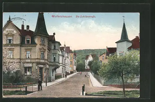 AK Waltershausen, Colonialwarenhandlung an der Schillerstrasse
