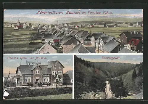 AK Neustadt am Rennsteig, Hotel-Pension Christ, Tannengrund, Totalansicht