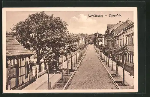 AK Nordhausen, Spiegelstr. mit Gebäudezeile
