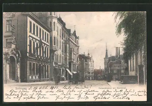 AK Solingen, Kaiserstrasse am Denkmal