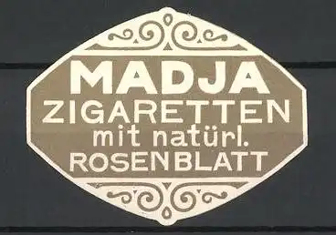 Präge-Reklamemarke Madja-Zigaretten mit natürl. Rosenblatt