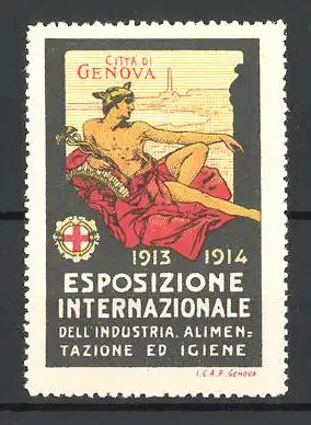 Reklamemarke Genova, Esposizione Internazionale dell'Industria, Alimentazione et Igiene 1913, Hermes