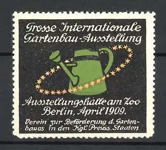 Reklamemarke Berlin, Grosse Internationale Gartenbau-Ausstellung 1909, Giesskanne