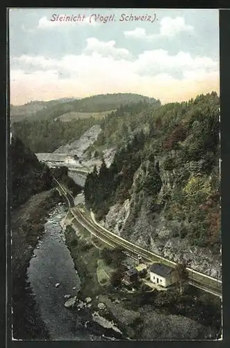 AK Steinicht / Vogtl. Schweiz, Bergbahn aus der Vogelschau