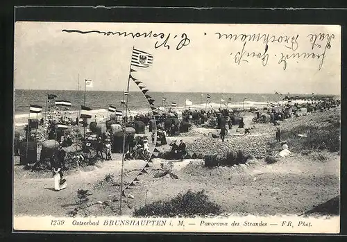 AK Brunshaupten / Ostsee, Panorama des Strandes