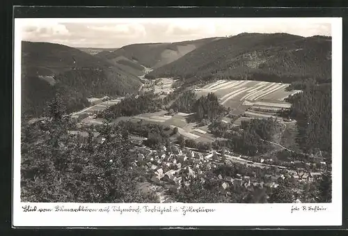 AK Sitzendorf / Schwarzatal, Blick vom Bismarckturm auf die Ortschaft