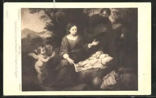 Künstler-AK B. Murillo: Egypte, Le repos en Egypte, Rotes Kreuz Russland