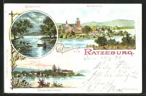 Lithographie Ratzeburg, 3 Ortspartien