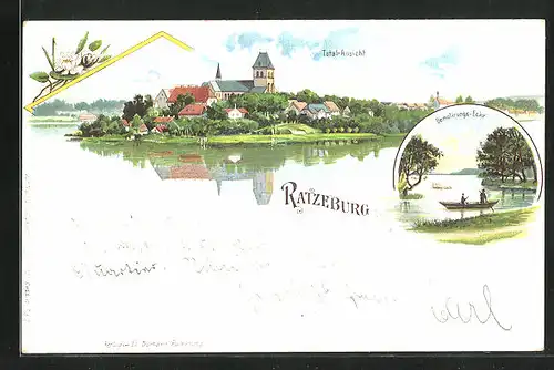 Lithographie Ratzeburg, Demolirungsecke und Totalansicht