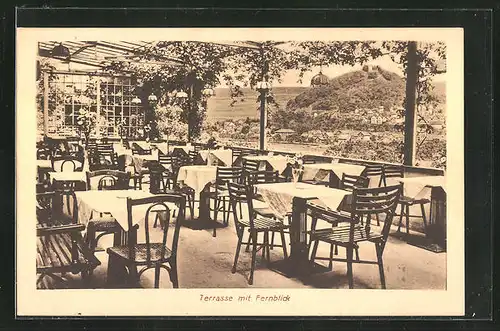 AK Biedenkopf a. d. Lahn, Hotel-Pension Berggarten, Terrasse mit Fernblick