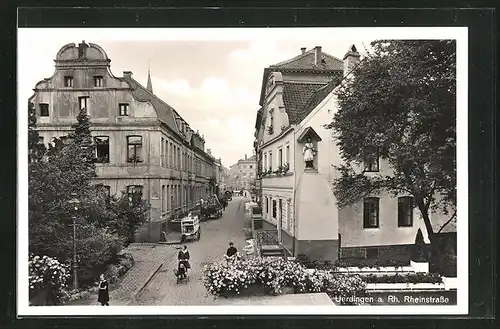 AK Uerdingen a. Rh., Rheinstrasse mit Gebäudeansichten