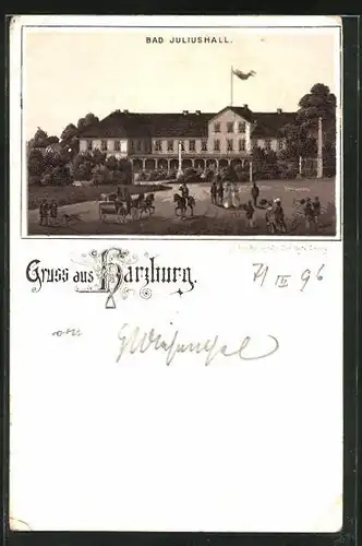 Lithographie Harzburg, Bad Juliushall, Aussenansicht