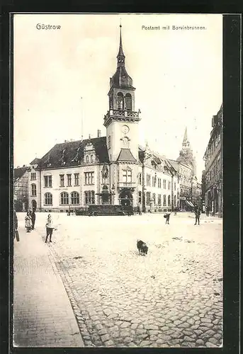AK Güstrow, Postamt mit Borvinbrunnen