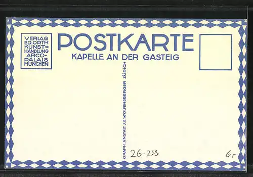 Künstler-AK Ernst E. Schlatter: Kapelle an der Gasteig