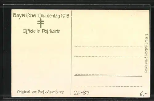 Künstler-AK Ludwig von Zumbusch: Kind mit Blume, Bayerischer Blumentag 1913