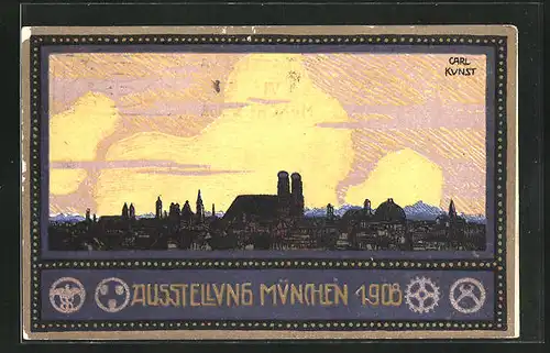 Künstler-AK Carl Kunst: München, Ausstellung 1908, Teilansicht