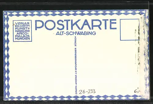 Künstler-AK Ernst E. Schlatter: Alt-Schwabing, Ortspartie mit Bäuerin