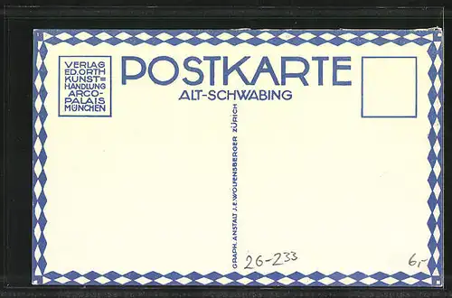 Künstler-AK Ernst E. Schlatter: Alt-Schwabing, Ortspartie mit Bäuerin