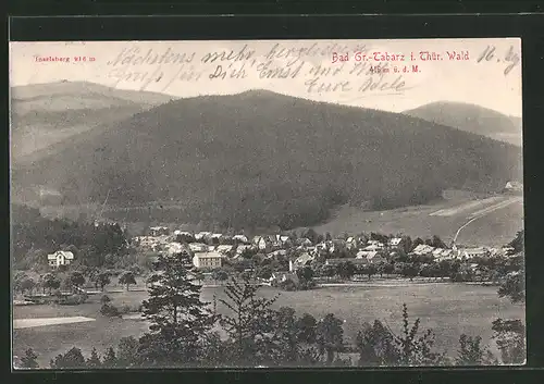 AK Bad Gross Tabarz, Ortsansicht mit Inselsberg