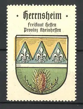 Reklamemarke Herrnsheim, Freistaat Hessen, Provinz Rheinhessen, Stadtwappen