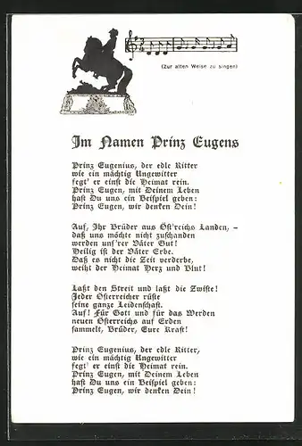 AK Gedicht im Namen Prinz Eugens, Bundesführung des Österreichischen Heimatschutzes