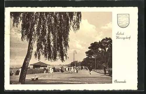 AK Heringsdorf, Promenade mit Besuchern