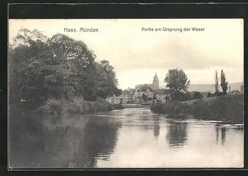 AK Hann. Münden, Partie am Ursprung an der Weser